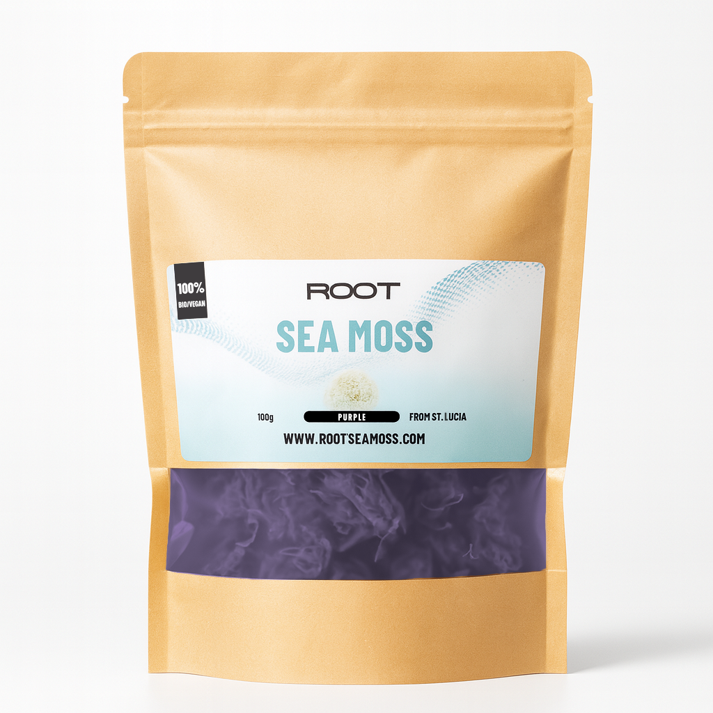100 g premium dried purple Root Sea Moss – natural seaweed for smoothies, detox support, and immune system boost.