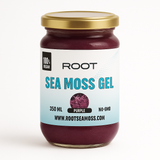 350 ml jar of Root Sea Moss Purple Gel – 100% bio, vegan, and non-GMO superfood gel rich in essential minerals and vitamins.